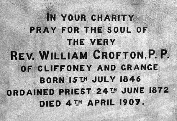 The grave stone of Fr. William Crofton, Cliffoney.