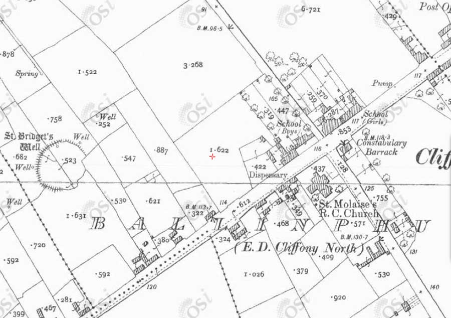 1911 OS Map of Cliffoney.