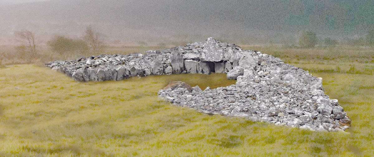 A graphic reconstruction of Creevykeel by Aideen Connolly.