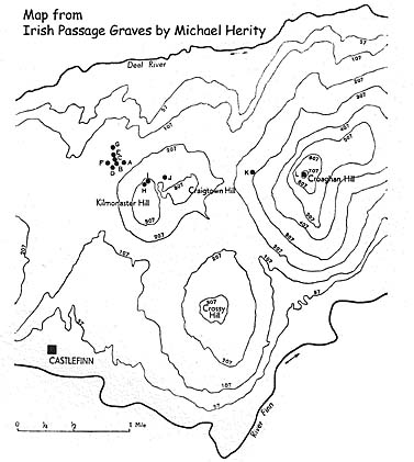 A map of the Kilmonaster monuments.