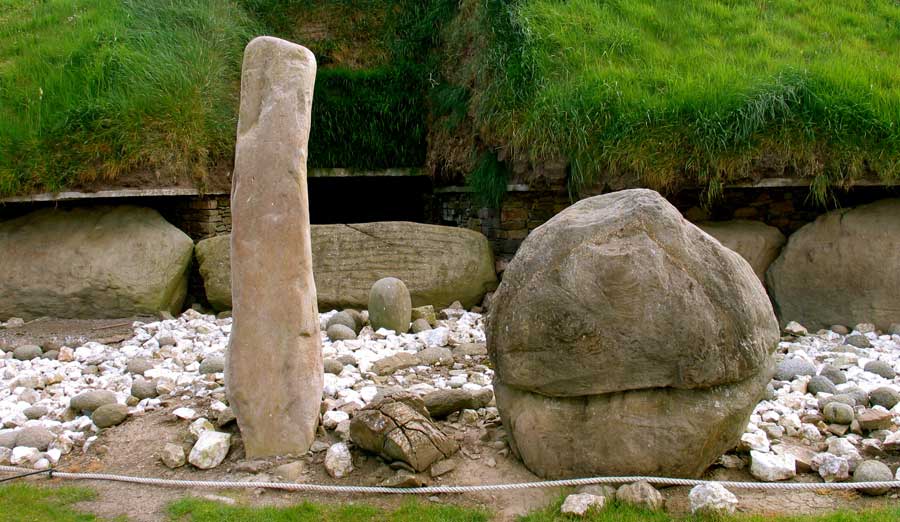 Two standing stones at Knowth.