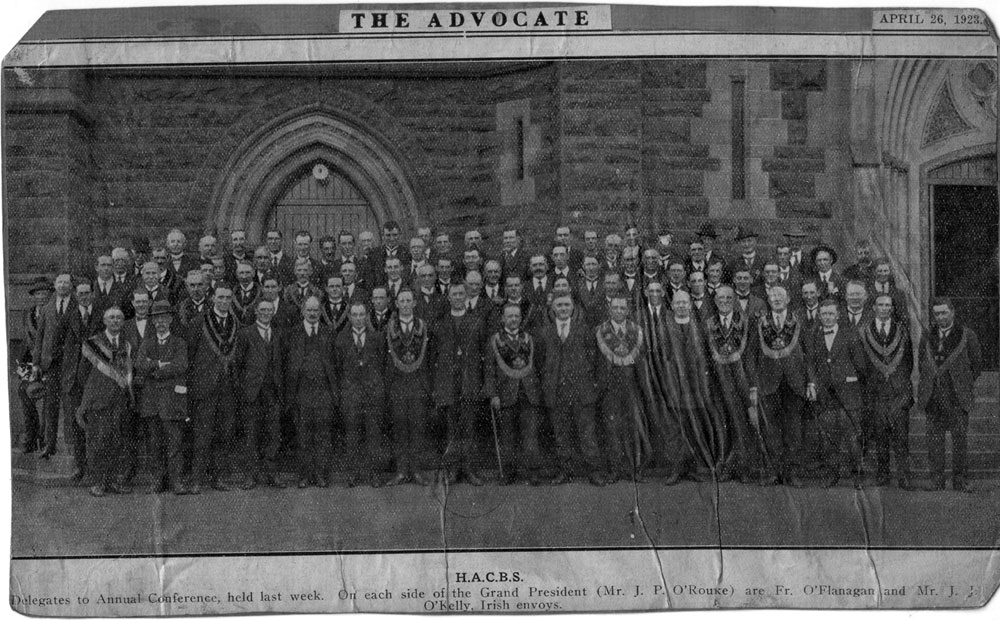 Fr. O'Flanagan and Sceilg at a reception held by the Hibernian Australian Catholic Benefit Society on April 26th 1923.