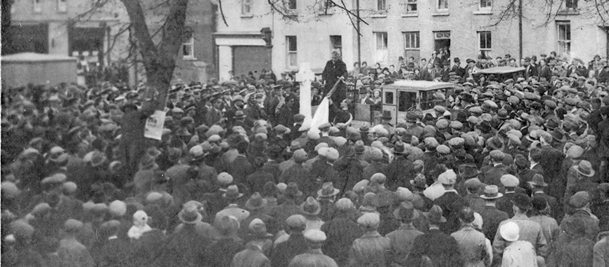 Fr. Michael O'Flanagan unveils the Moore's Bridge Memorial to Seven Republican Soldiers executed by the free State Government. The Memoral event took place in April 1935.