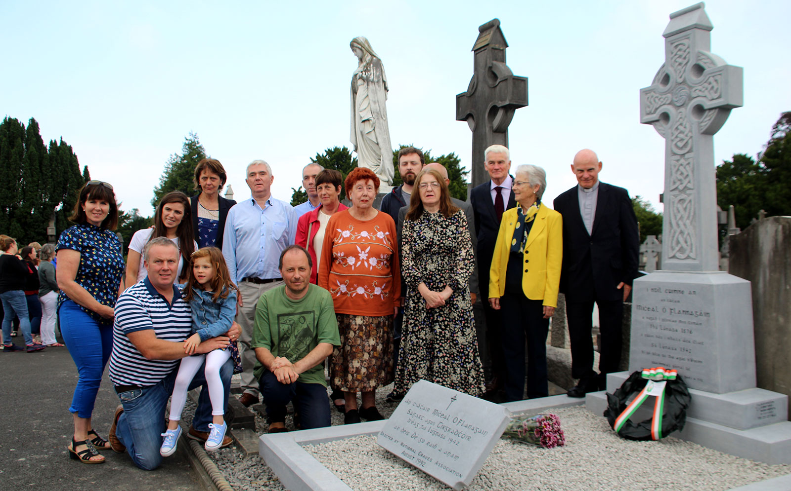 Group photo taken at the unveiling ceremont in Glasnevin, 25th August 2019.