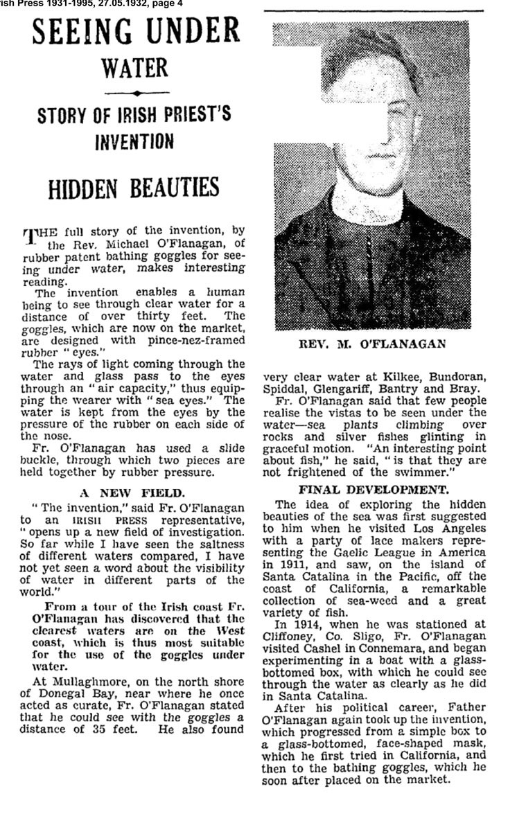 Add for Fr. O'Flanagan's goggles, 1932.