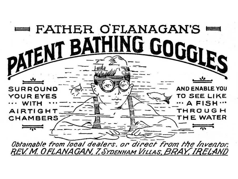 Fr. OFlanagan's swimming goggles advert