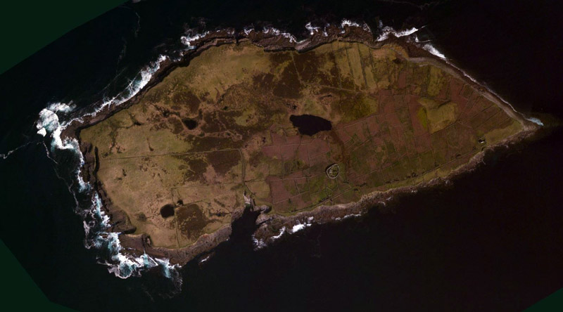 An image of Inishmurray Island from Bing Maps.