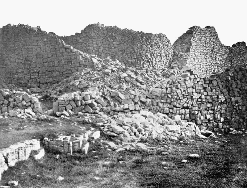 An old image of Dun Aonghus, taken by Lord Dunraven before the walls were rebuilt by the OPW.