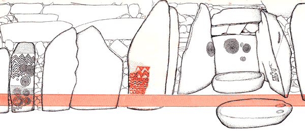 Martin Brennan's diagram of the winter solstice sumbeam at Newgrange