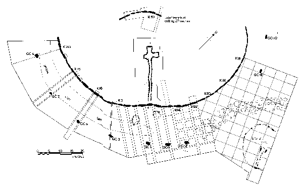 Plan from the excavation from the book Newgrange by Michael O'Kelly.