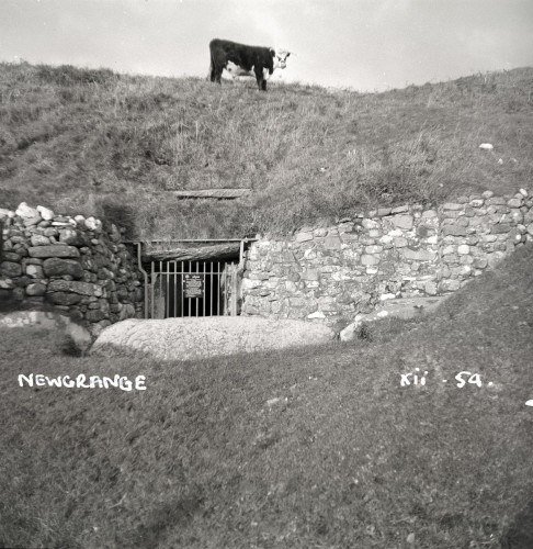 Newgrange photographed by William A. Green, showing the newly added gate.