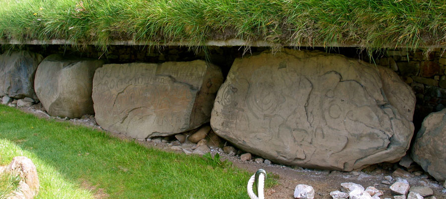 Engraved
    kerbstones on the west side of Knowth