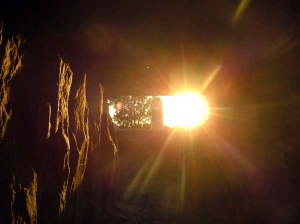 Sunset viewed from the West Passage at Knowth.