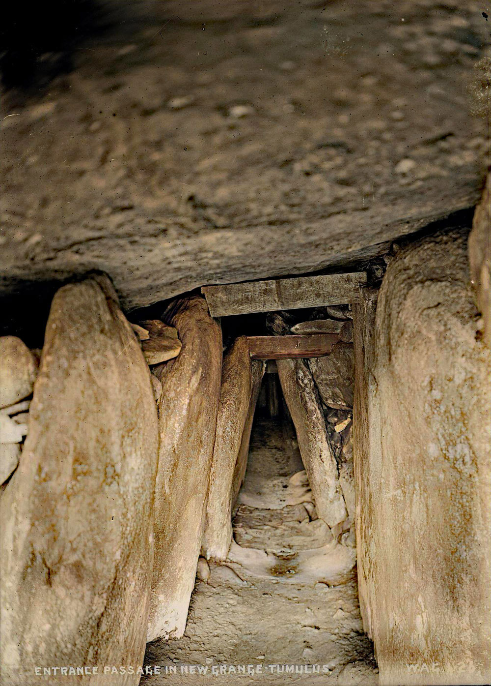 The entrance to the passage at Newgrange photographed by William A. Green from Belfast.