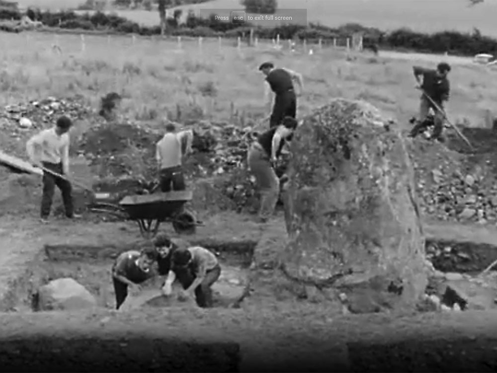 The first season of excavations at Newgrange, still from an RTE film clip, 1962.