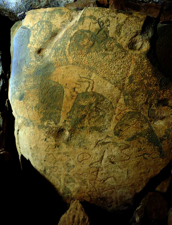 The north or left panel of the end recess at Knowth, west passage.