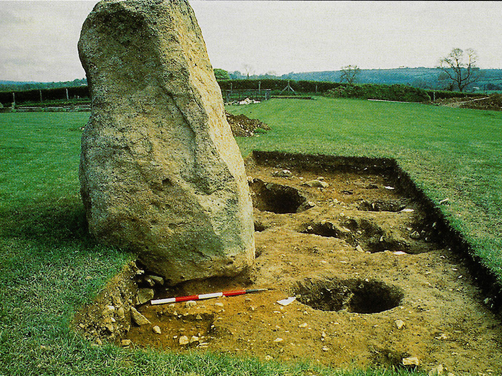 A photo from the excavation of the  pit circle demonstrates that the pit-circle which is believed to pre-date the Great Stone Circle.