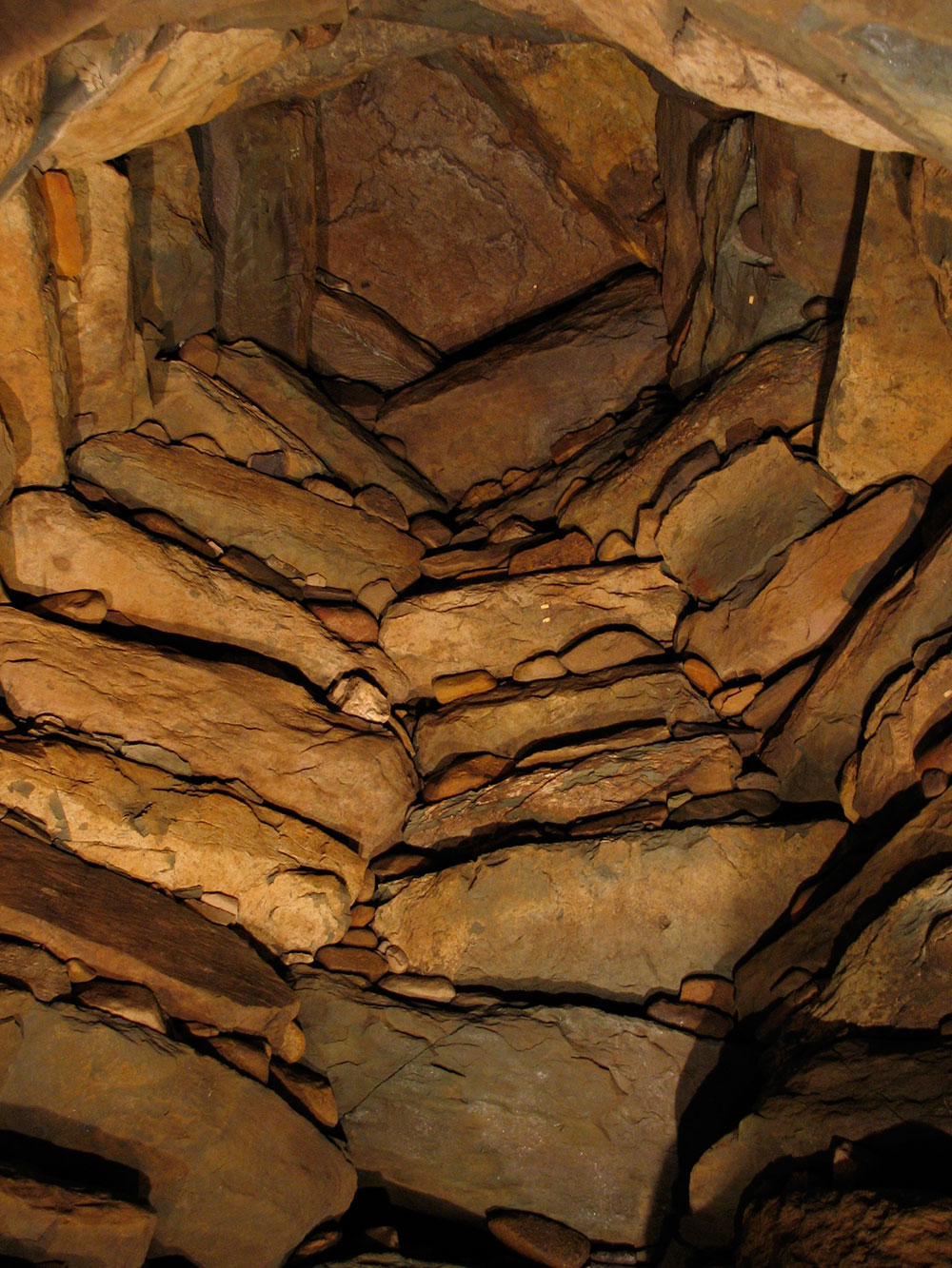 The  massive corbelled ceiling in the east chamber of Knowth.