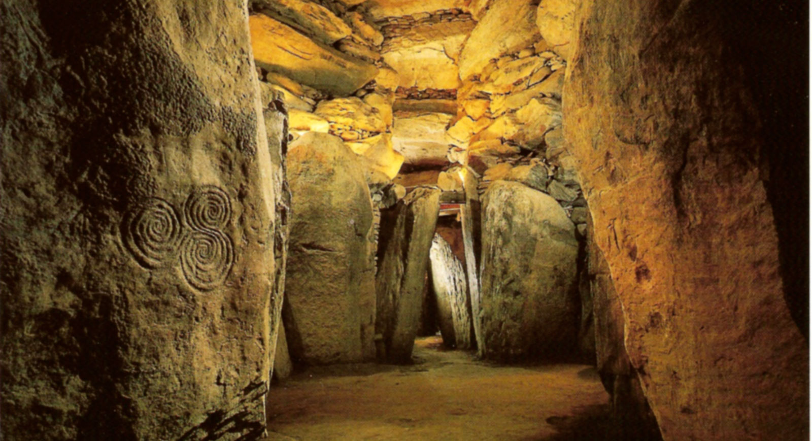 Looking across the chamber at Newgrange from the end recess.