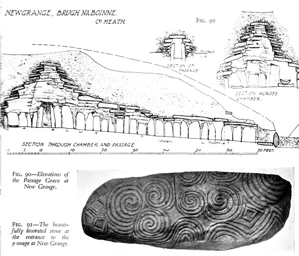 Plan and section of Newgrange, 1959.