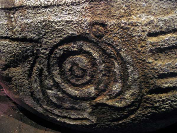 Carvings on the huge Knowth basin.