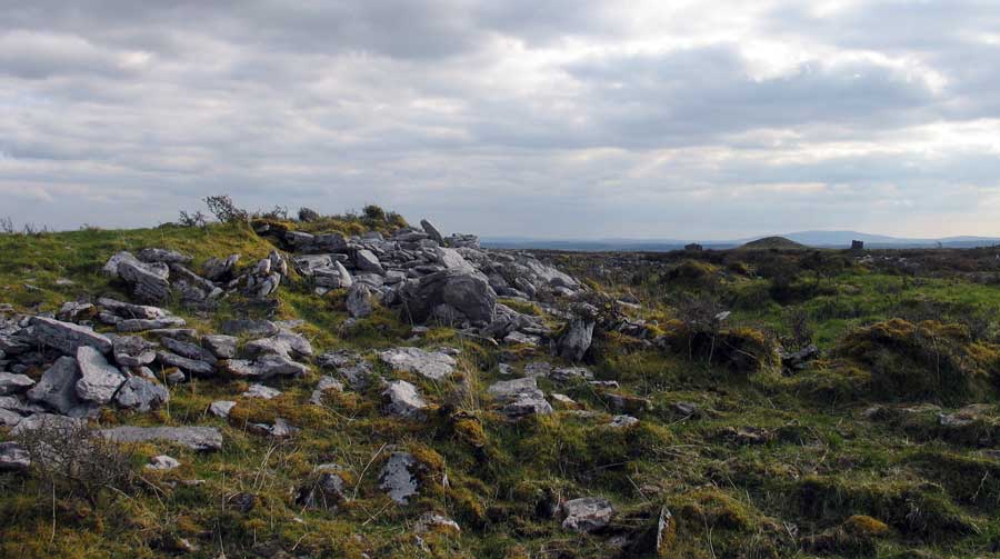 Poulawack cairn viewed from the nearby cashel.