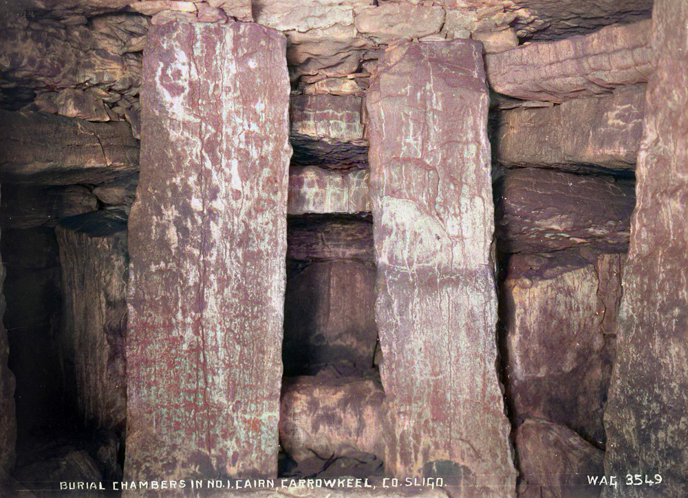 Early photograph of the Chamber of Cairn G by William A. Green.