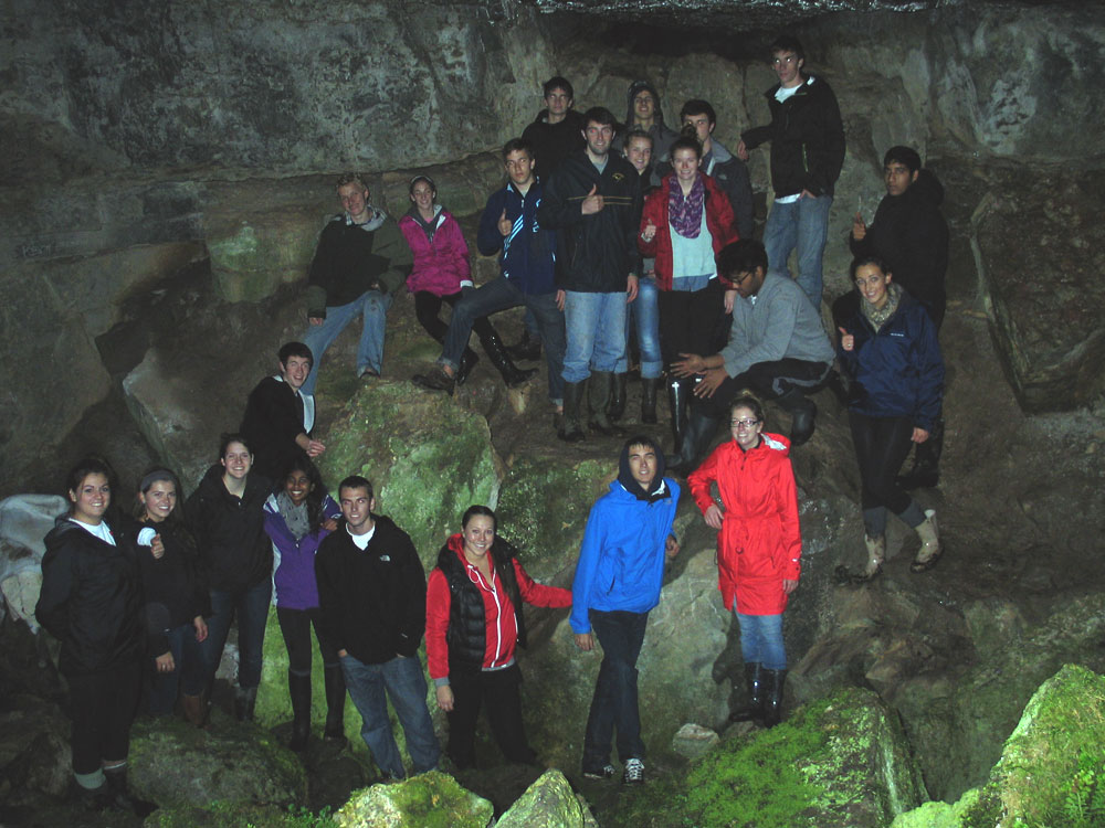 A group of students from the USA in Poulnagollum.