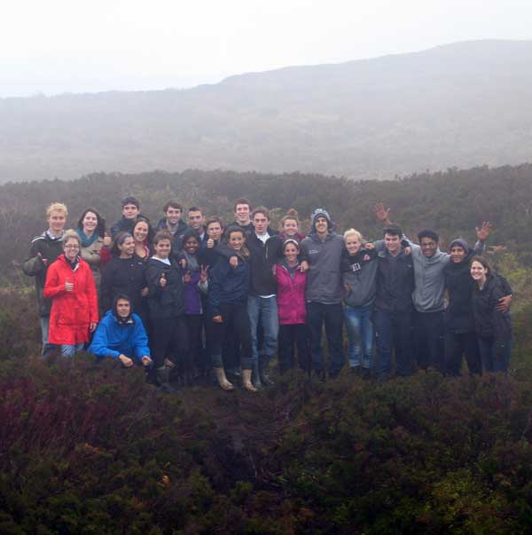 Students from the USA at the Poulnagollum cave, Carrowkeel.