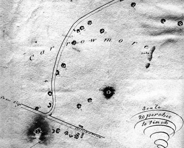 Gabrial Beranger's 1779 map of Carrowmore.