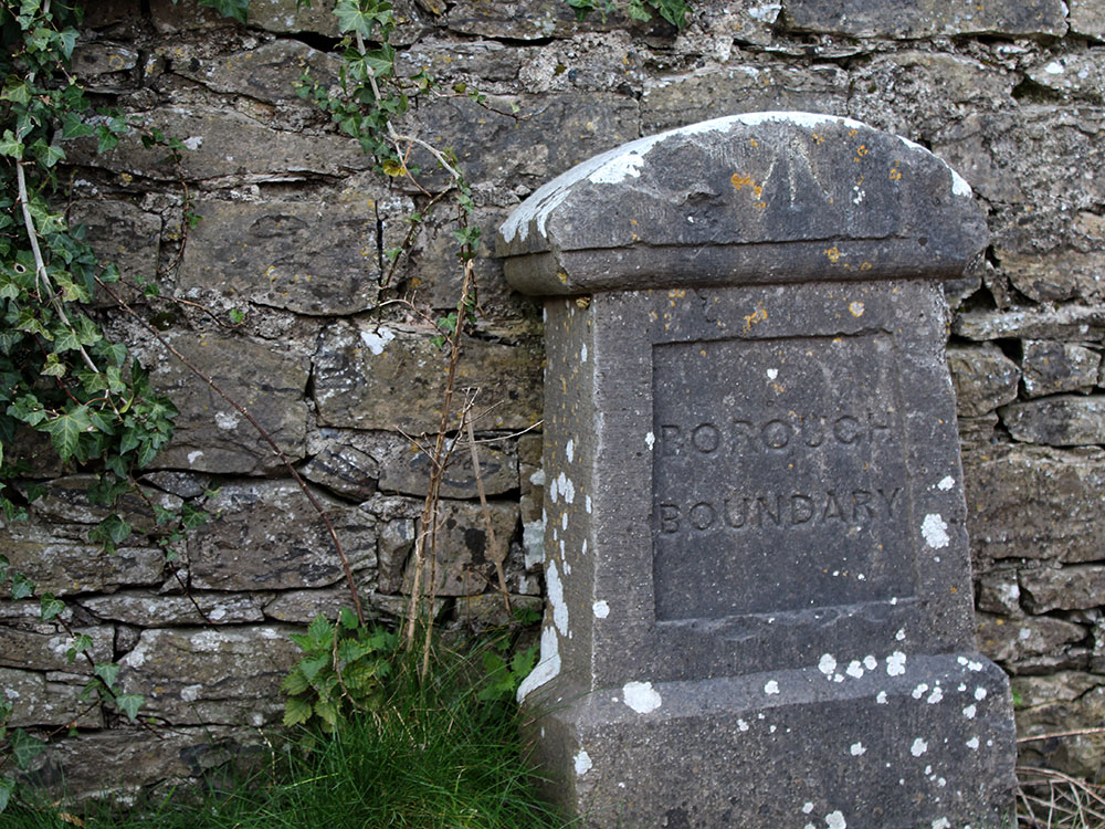 Borough boundary marker stone.
