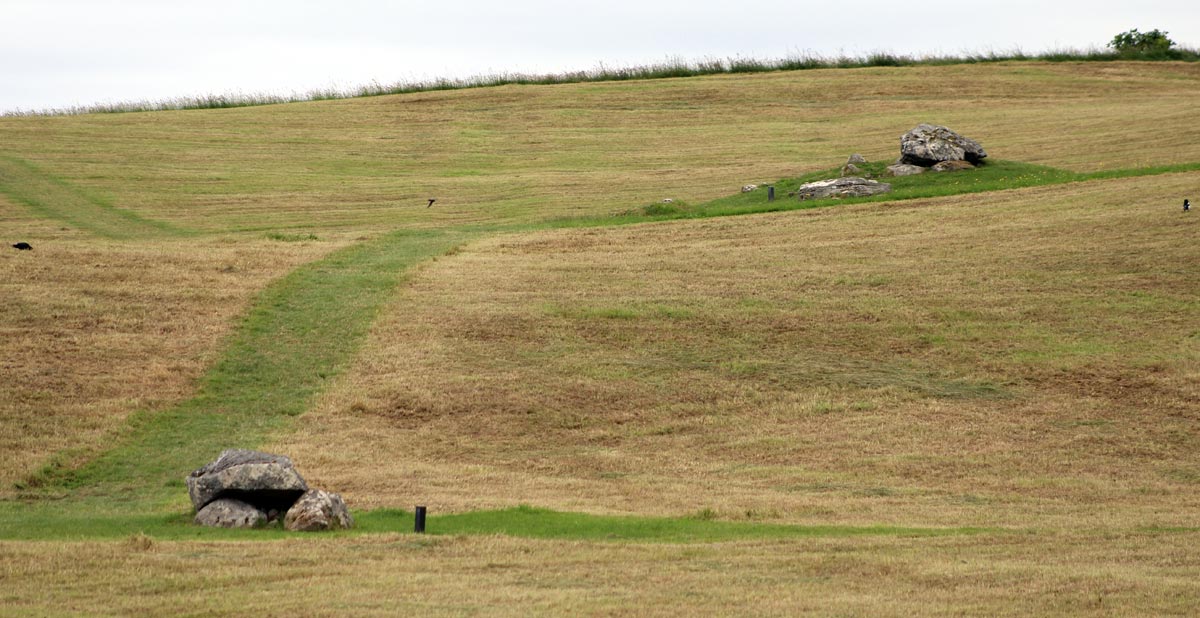 Sites 54 and 52 at Carrowmore, both missing their stone circles.