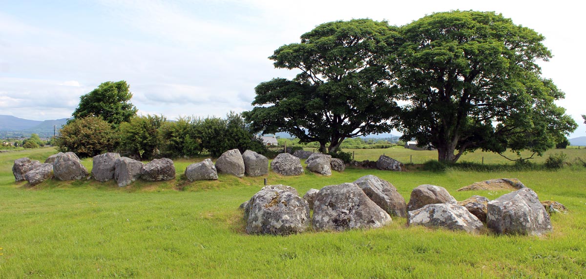 Circle 17 at Carrowmore, looking west to Knocknarea.