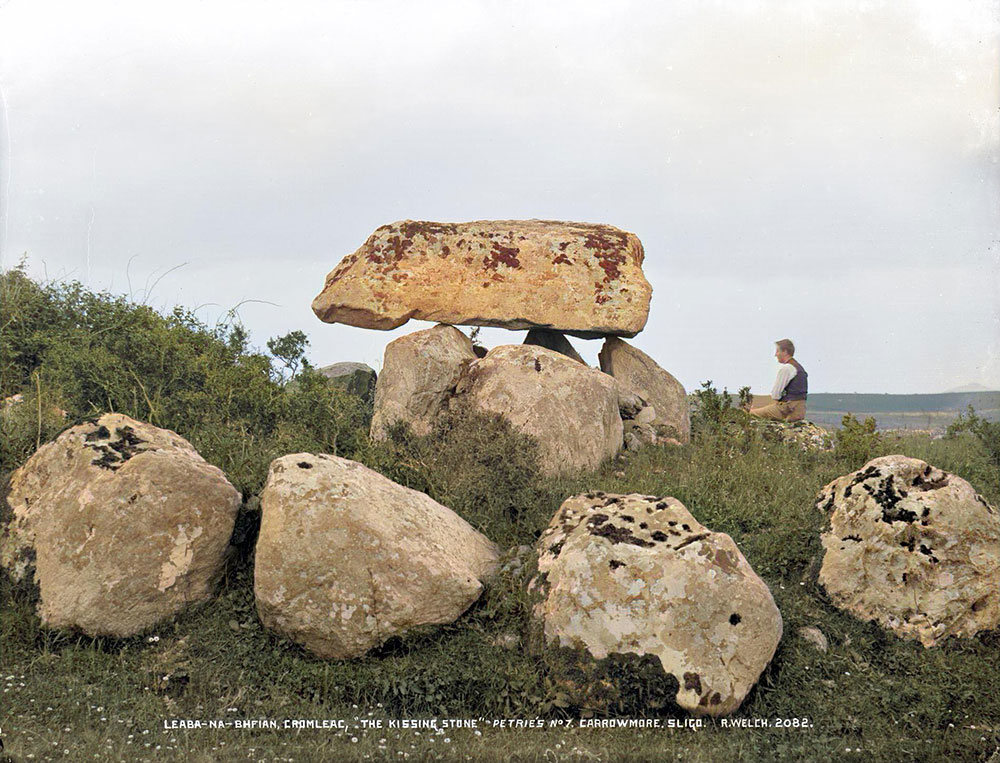 The Kissing Stone, dolmen 7 at Carrowmore in County Sligo. Photo by Robert Welch from 1896.