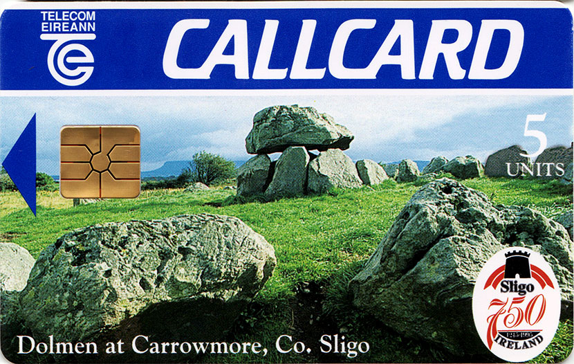 An Eircom callcard featuring the Kissing Stone at Carrowmore.