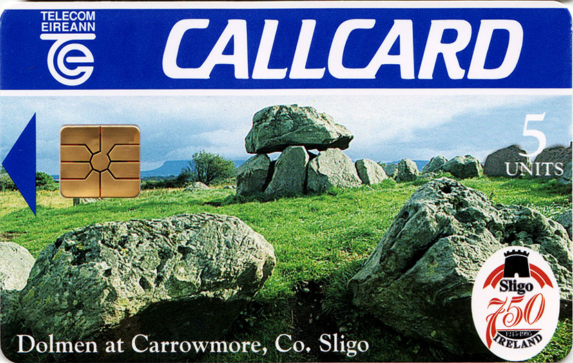 An Eircom callcard featuring the Kissing Stone at Carrowmore.