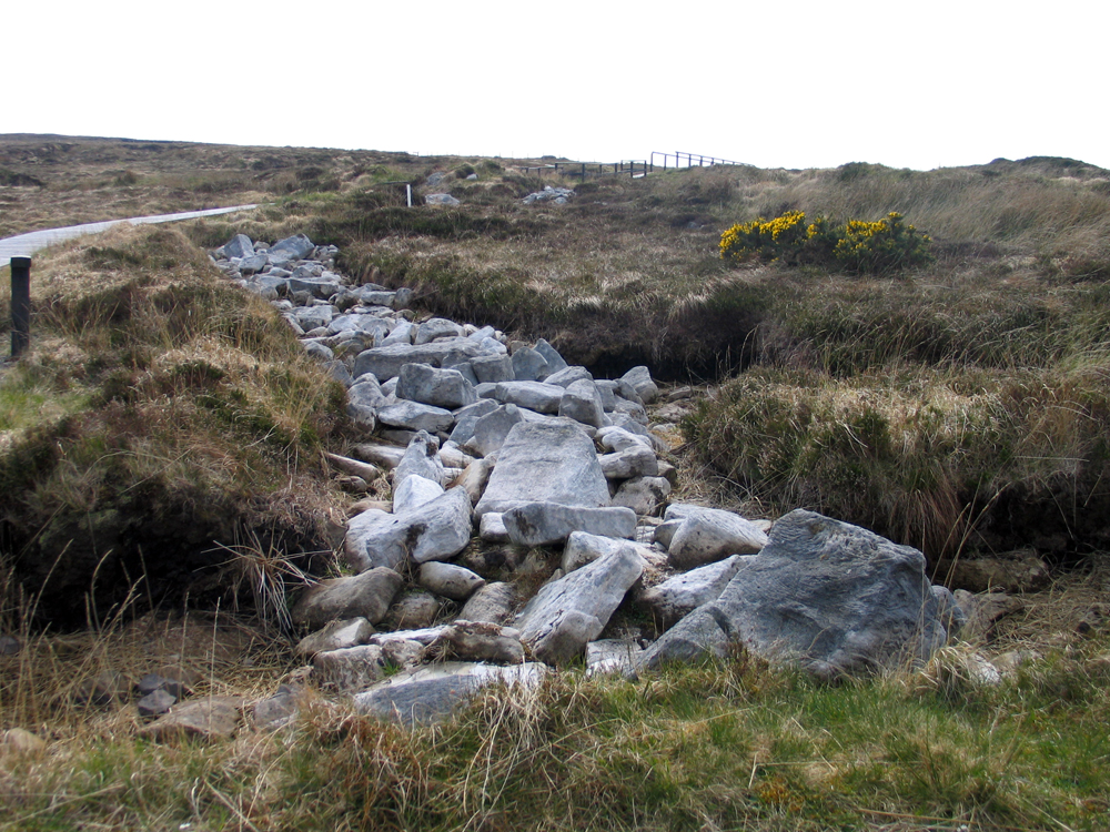 Excavated section of collapsed wall at Céide.