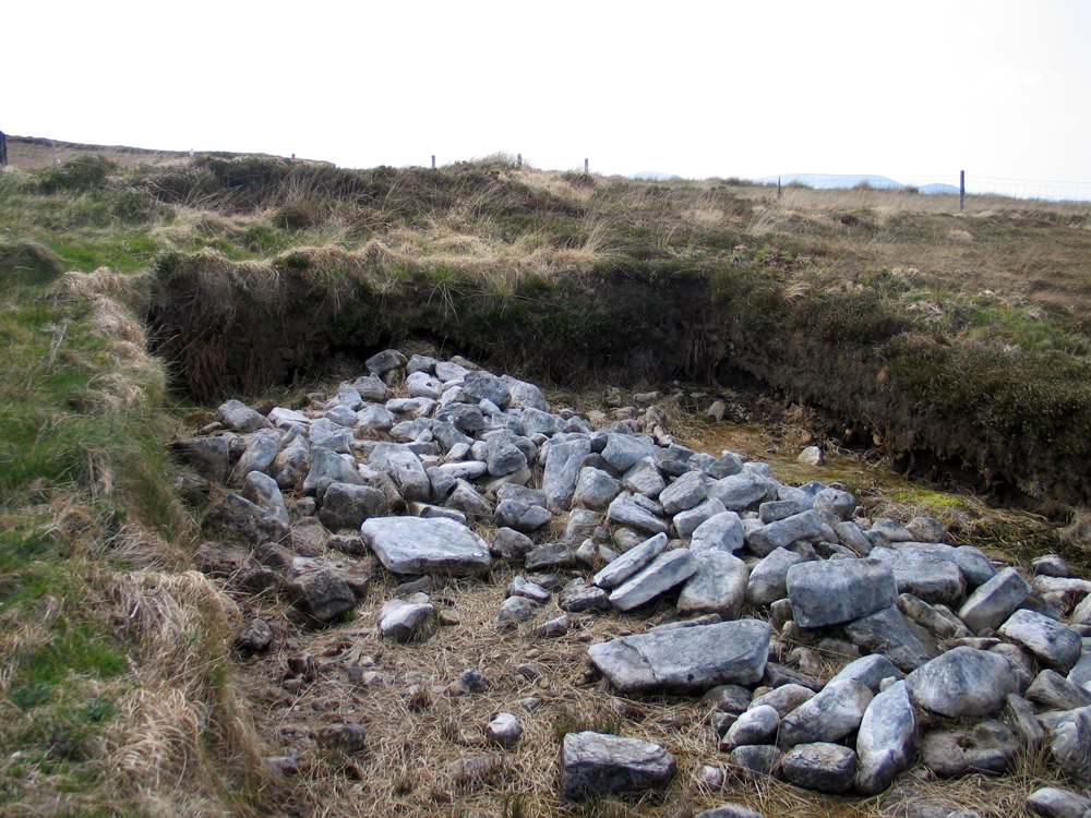 Excavated section of collapsed wall at Céide.
