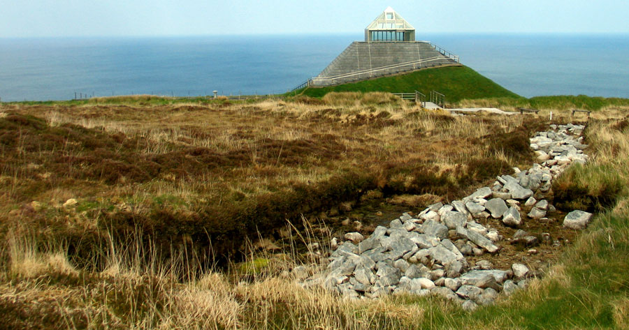 The pyramid-shaped visitor centre at the Ceide Fields.