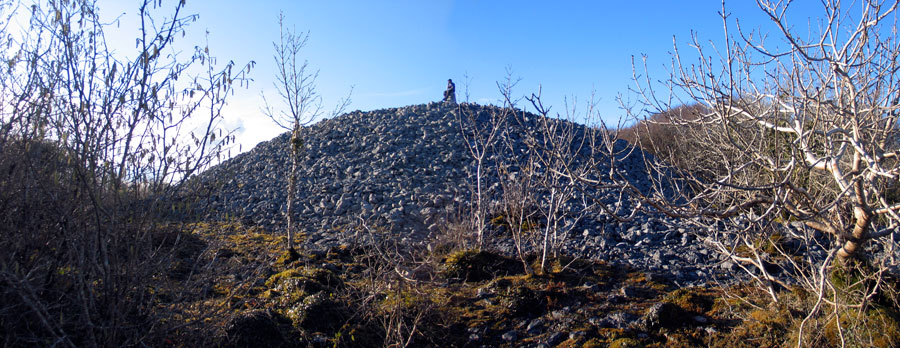 The
large monument known as Cairn Cesair on Knockma.