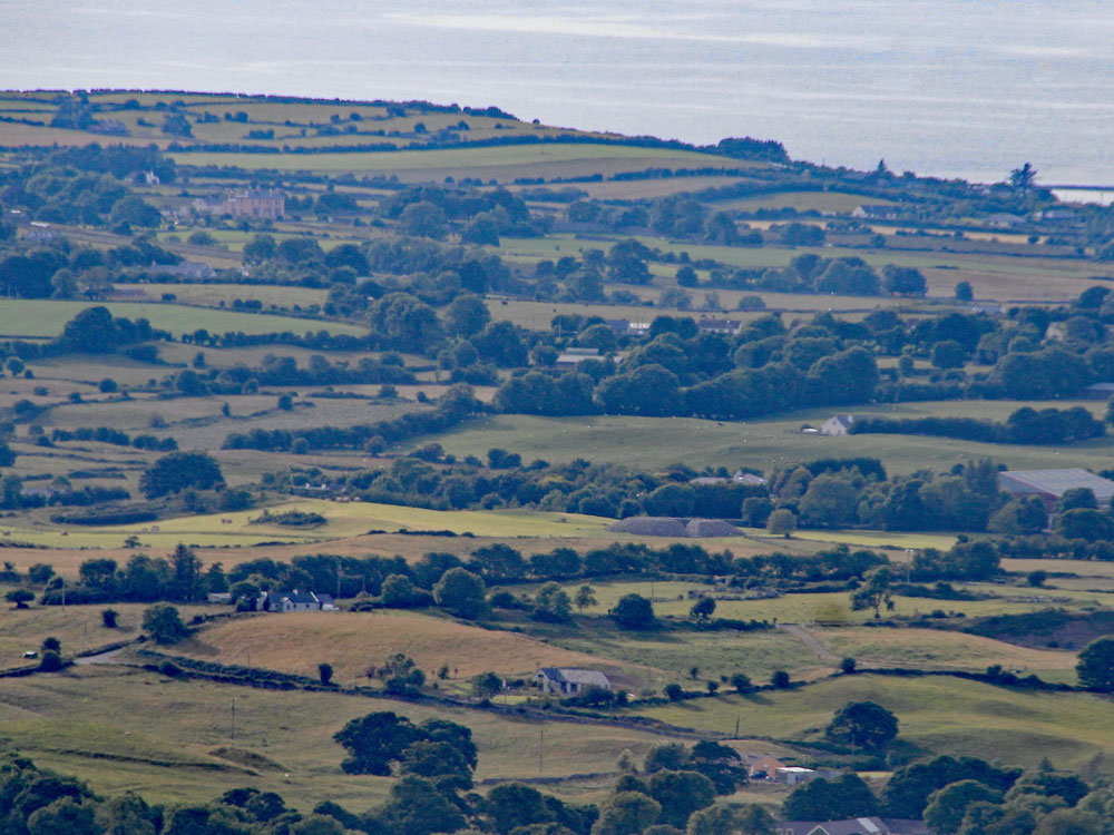 The view from the Ballygawley passage-tombs to the Carrowmore megalithic complex.