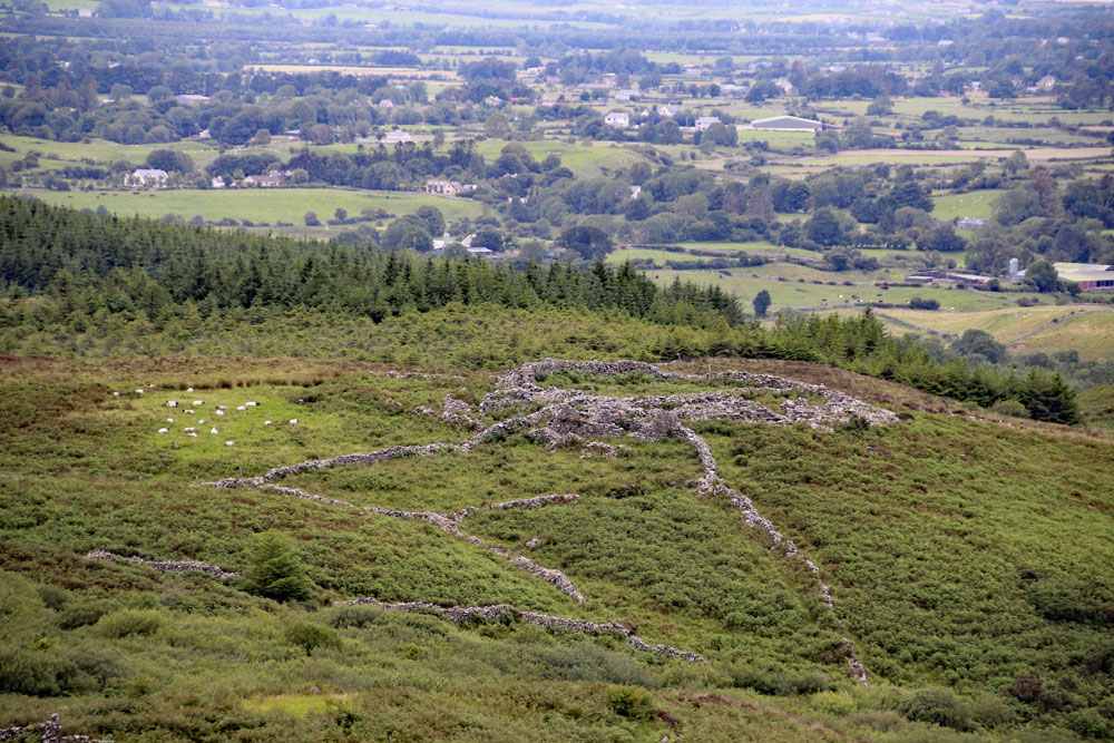 The view to the ruined cashel at Doomore.