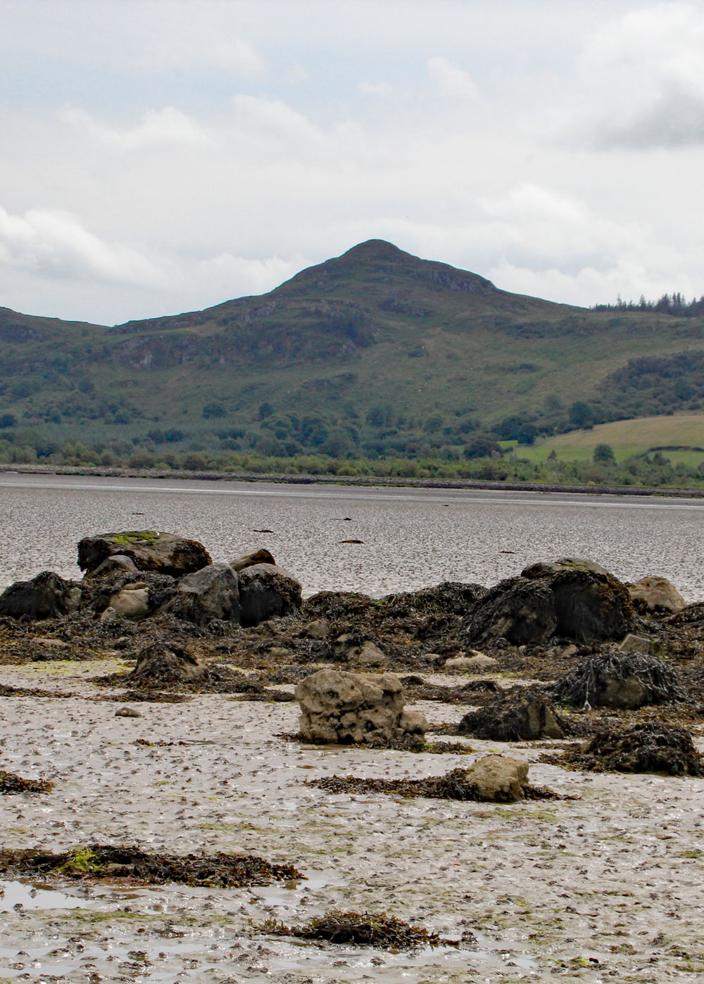 The view to Croughan from Eochy's cairn on the strand at Tanrego.