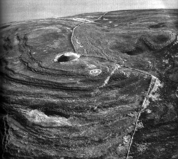 Aerial photograph of the neolithic monuments on Knocknarea.