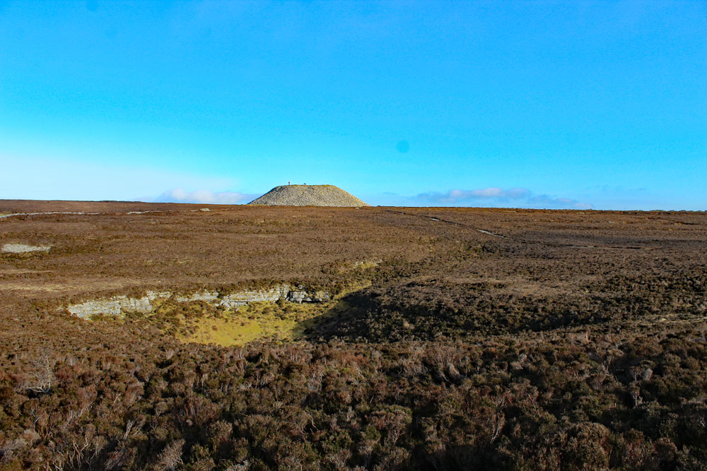 The quarry in the summit of Knocknarea, where the neolithic builders excavated the limestone used to build the massive cairn.