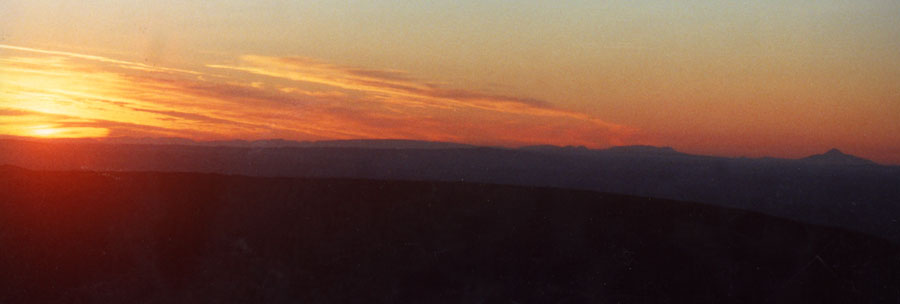 Winter
 solstice sunset viewed from Cairn K at Carrowkeel.