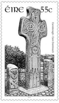 A stamp featuring the Carndonagh cross.