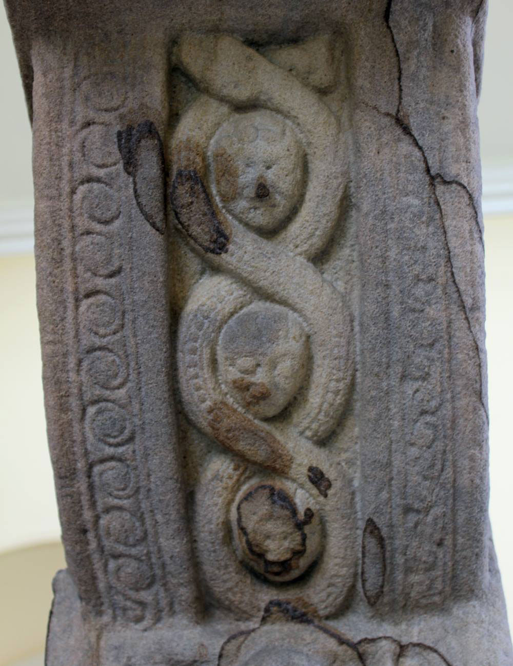 Detail of carvings on the Cross of Durrow..