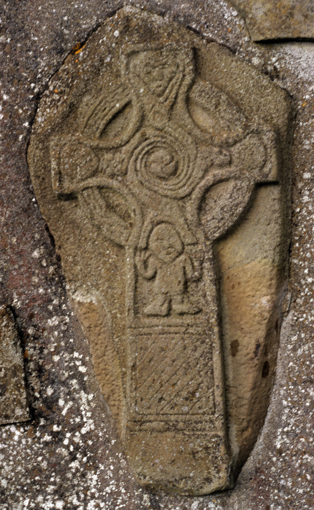 The highly decorated cross-slab at Gallen Prior.y