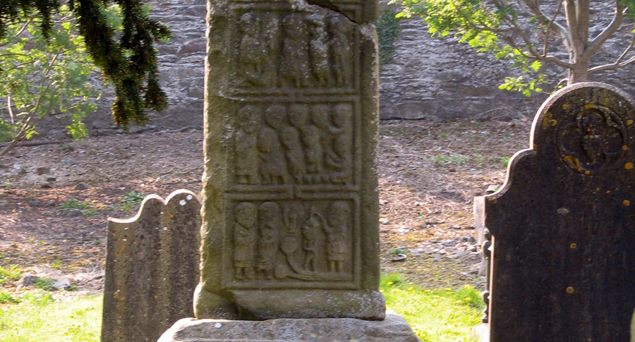 Three of the panels of the great broken scripture cross at Kells.